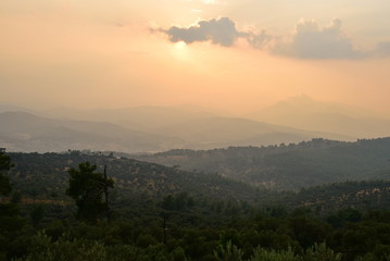 sunset in the mountains