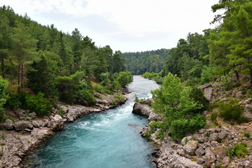 River rafting in Koprulu canyon in Turkey.
