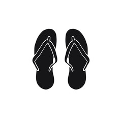 Vector hand drawn doodle black sketch beach slippers isolated on white background