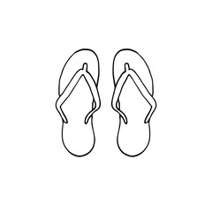 Vector hand drawn doodle sketch beach slippers isolated on white background