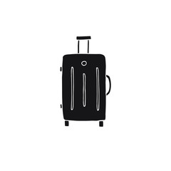 Vector hand drawn doodle sketch black luggage travel case bag isolated on white background