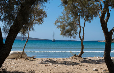 Aliki idyllic beach on Paros island in Greece