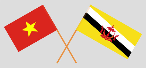 Crossed flags of Brunei and Vietnam