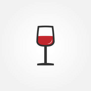 Glass of wine. Drink icon in flat style design. Vector illustration.