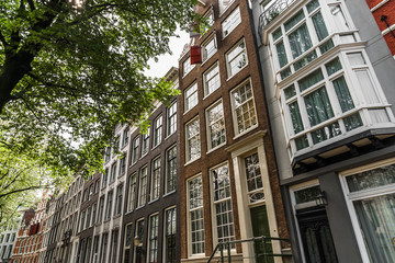 Traditional Dutch architecture colorful houses in Amsterdam, Netherlands