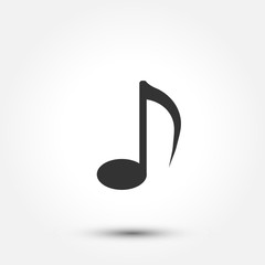 Obraz premium Music note icon. Simple flat symbol. Black icon with shadow on white background. Vector illustration.