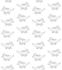 Vector seamless pattern of hand drawn doodle sketch triceratops dinosaur isolated on white background