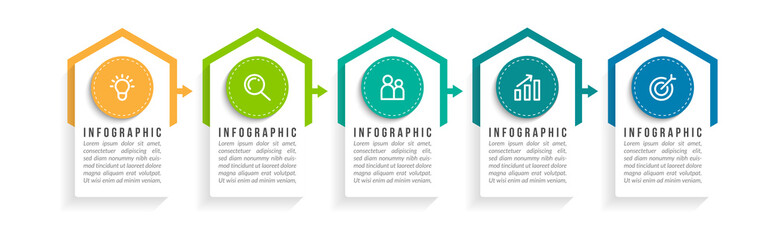 Minimal infographic template design with numbers 5 options or steps.