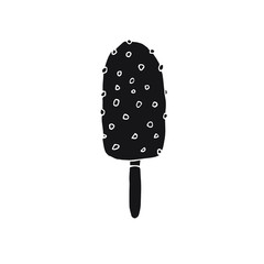 Hand drawn doodle sketch black eskimo ice cream isolated on white background