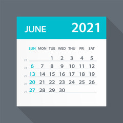 June 2021 Calendar Leaf - Vector Illustration