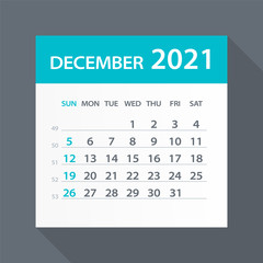 December 2021 Calendar Leaf - Vector Illustration