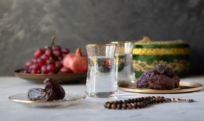 Iftar is evening meal during month of Ramadan, starts with glass of water and dried dates.