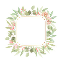 Watercolor floral frame. Multipurpose background. 