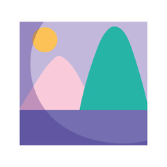 photo draw landscape with shadow isolated icon design