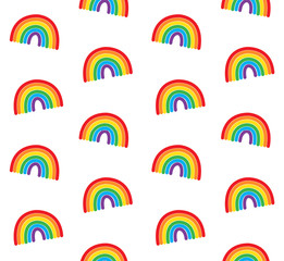 Vector seamless pattern of hand drawn doodle sketch lgbt rainbow isolated on white background