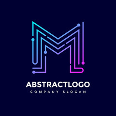  Dots M circles Letter Technology logo vector