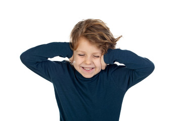 Beautiful little boy with blond long hair