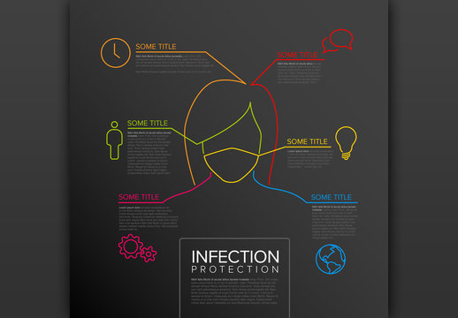 Thin Line Dark Infection Protection Infographic Layout