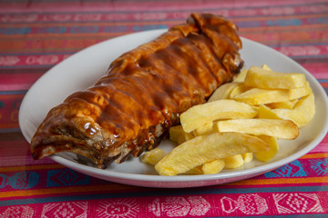 Pork Ribs With BBQ Sauce.