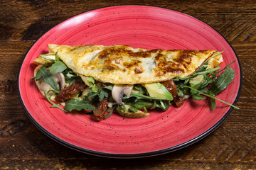 Rustic omelet with mushrooms.