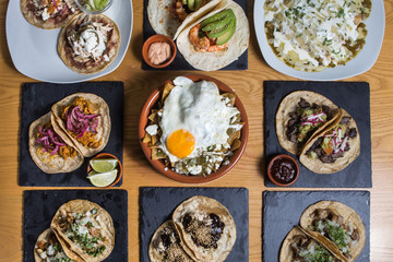 Mexican food of different flavors.