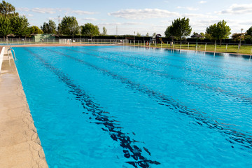 Olympic pool with a blue water