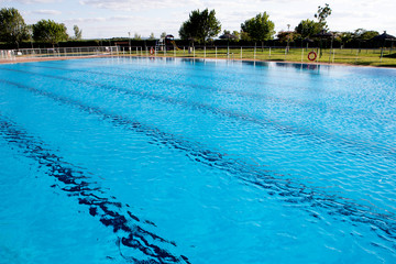 Olympic pool with a blue water
