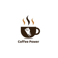 Coffee Power Logo Vector and Drink