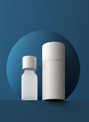 Design of natural cosmetic cream , serum, skincare blank bottle packaging. bio organic product. Presentation template. Abstract background. 3d illustration