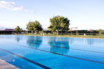 Olympic pool with a blue water