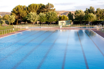 Olympic pool with a blue water