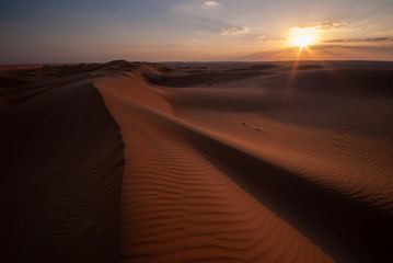Fototapeta na wymiar Sharqiya desert sand dunes , Oman