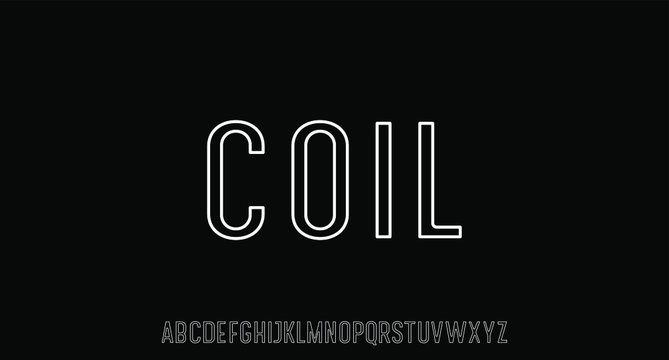 COIL. The Futuristic Font With Outlined Style. Luxury And Elegant Alphabet Vector Set