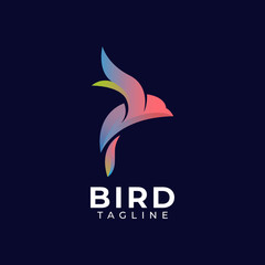 Abstract colourful bird logo design template vector