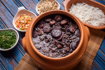 
Feijoada. Typical Brazilian food with black beans, pork meat and sausage