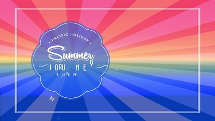 summertime voyage surfboard fest invitation with script pacific holiday enjoy vacation written inside clear rounded imprint using retro writing stamped on seashore fancy scene