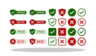 Approve and Reject icon set in flat style. Yes/No symbols for your web site design, logo, app, UI Vector EPS 10.	
