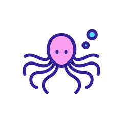 octopus under water column in ocean icon vector. octopus under water column in ocean sign. color symbol illustration