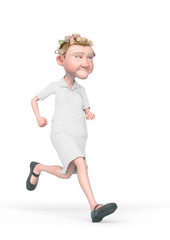 grandma nurse cartoon is jogging in white background