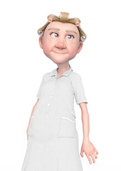 grandma nurse cartoon on stand up pose in white background