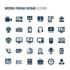 Work from Home Order Vector Icon Set. Fillio Black Icon Series.