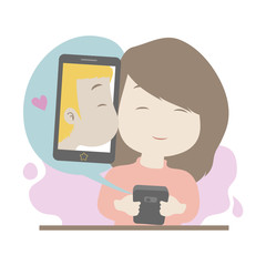 A girl take the quarantine time to show her love to her lover via mobile application and social technology