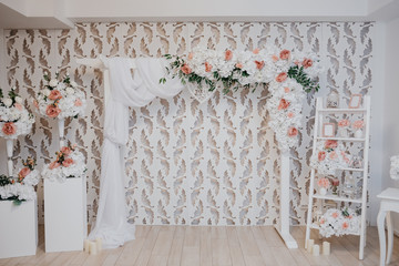 Vintage wedding party photo booth zone