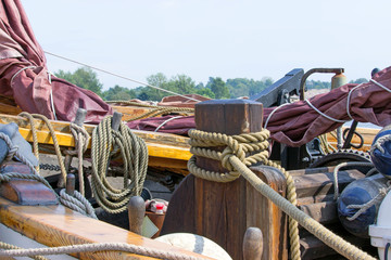 Yacht equipment, ropes, sail, chains
