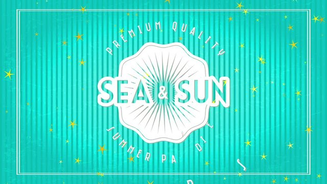 ocean and summer written internal and out fancy oval graphical with text fancy quality summertime paradise peripheral it over old striped background