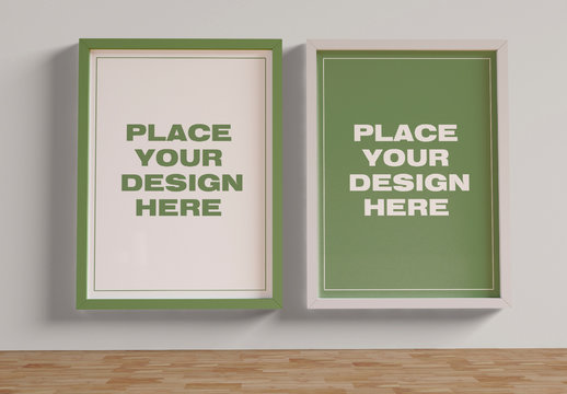 Two Poster Frames on a Wall Mockup