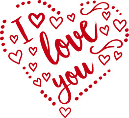I love you Typography Heart