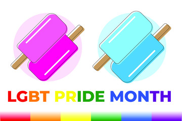 LGBT gay pride month. June lgbtq horizontal post template with rainbow flag. Pink female colorful lesbian concept and blue male gay event celebration