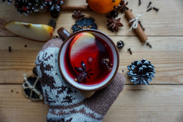 christmas still life with mulled wine. Christmas mulled wine