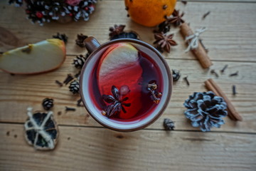 christmas still life with mulled wine. Christmas mulled wine